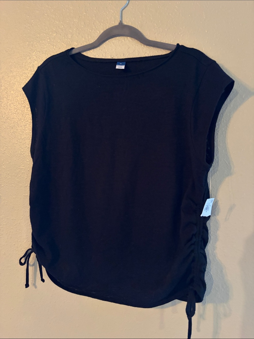 Old Navy Black Short Sleeve Tee with Side Ruched Ties